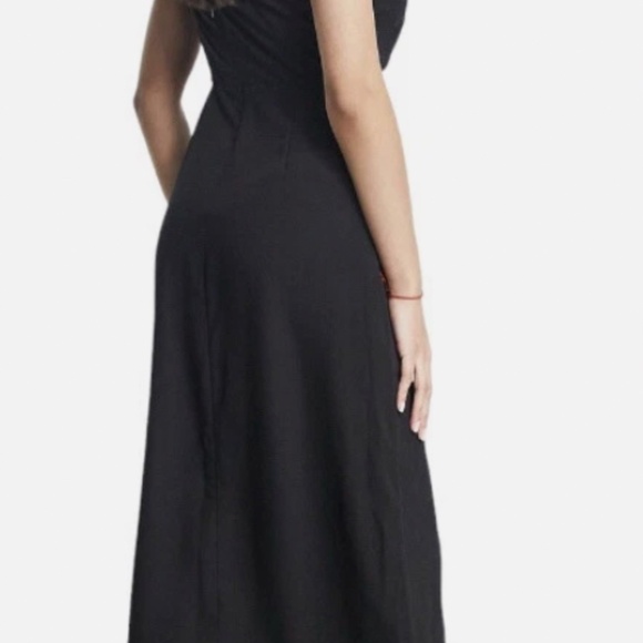 Abercrombie & Fitch | Matte Black Satin Midi Slip Dress | Size XS - Picture 4 of 7